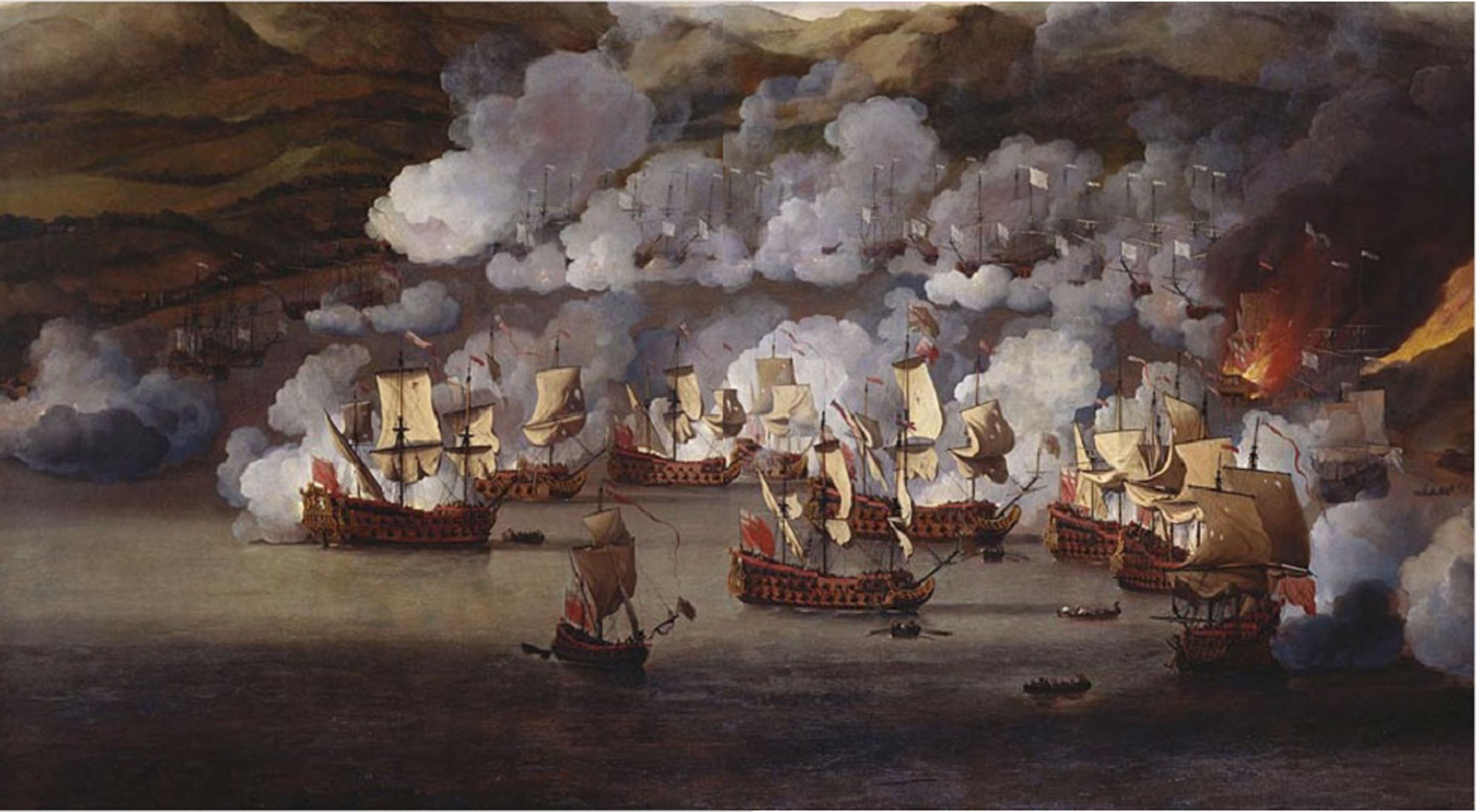 Van de Velde - English vs French = Attack on Martinique 1667.jpg